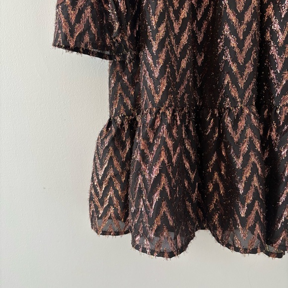 Pomander Place Metallic Ikat Kenzo Dress Mini Flutter Smocked Ruffle Tuckernuck - Picture 4 of 7